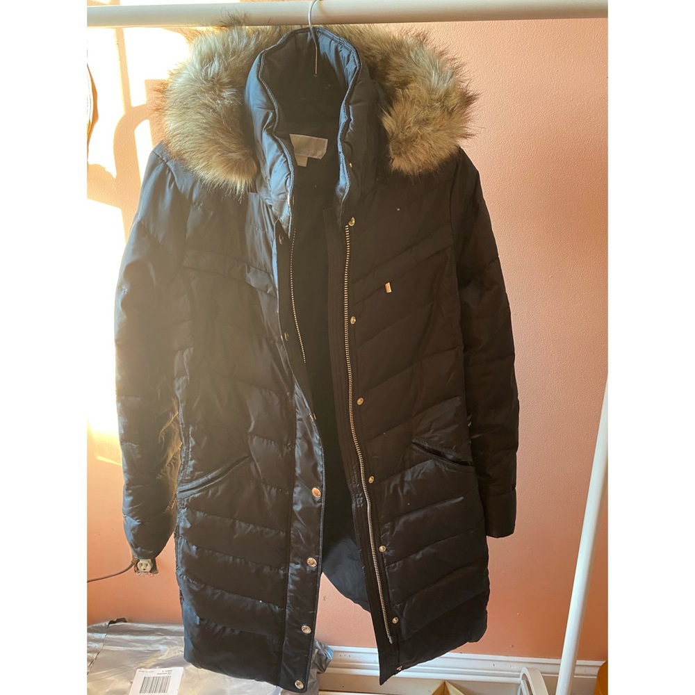 Michael Kors Women's Long Puffer Coat With Fur Hood